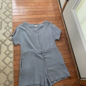 Blue Button-Down Romper